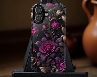 Gothic Dark Floral Rococo iPhone models and Samsung Galaxy Tough Cases