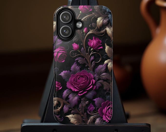 Gothic Dark Floral Rococo iPhone models and Samsung Galaxy Tough Cases