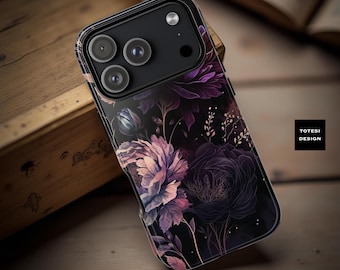 Purple Moody Floral Romantic iPhone 17 - 11  Samsung S25 - S21 Gothic floral her