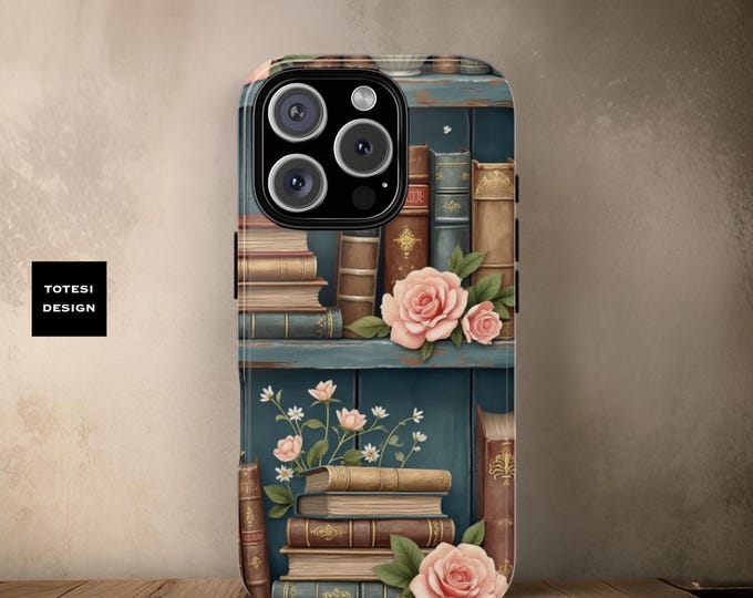 Cute library books floral bookish book nerd iPhone  Samsung, Google, books phone case, 16 15 14 13 12 11 S25 S24 S23 | Gift book worm