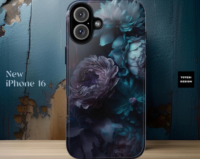 Moody Floral blue aesthetic Phone Case Samsung S25 S24 S23 S22 Google iPhone 16 -11 |Glossy or Matte