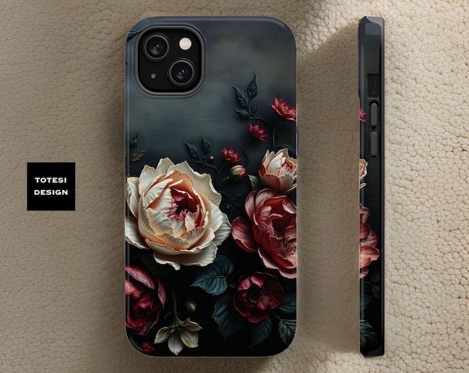 MagSafe iPhone 16 Dark moody floral Academia Gothic Purple MagSafe sturdy dual layer 13 14 15 16 Pro Max Plus Mini|