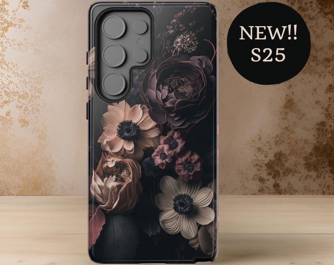 Samsung S25 Plus Ultra Dark Floral Academia, Samsung Galaxy Tough Case S25 S24 S23 S22 Ultra Plus| iPhone 16 15 14 Gothic | Glossy Matte