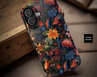 Botanical Dark Floral MagSafe iPhone 16 17 Pro Max Air  Tough Case