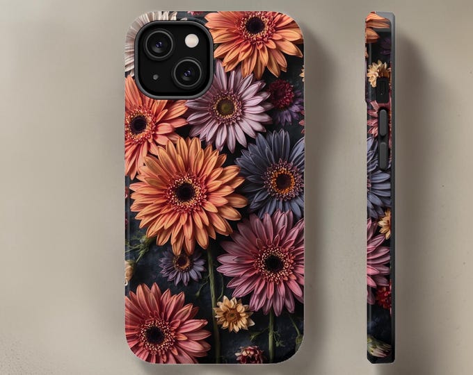 MagSafe Gerbera Flowers Unique Boho Art iPhone tough phone cases 16 15 14 13 12  Plus Pro Max Mini Glossy matte  Gift for birthday