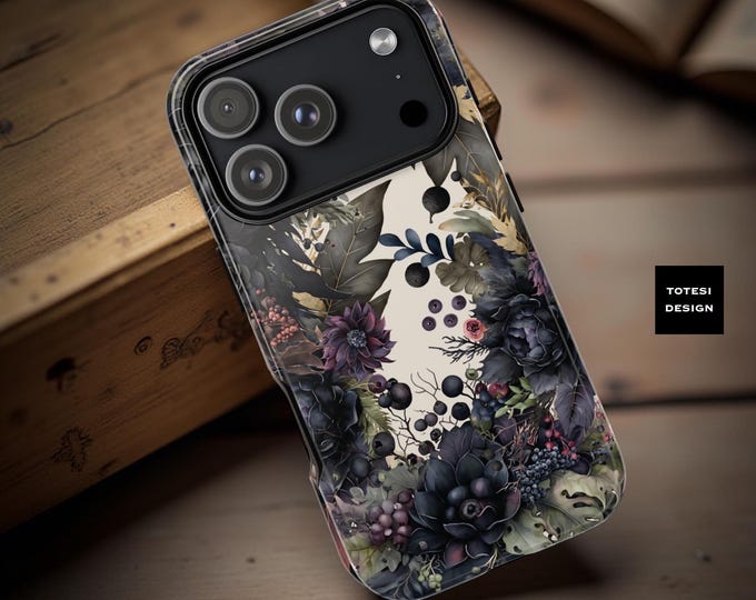 Dark Gothic Floral Tough Phone Case: Vintage Secret Garden