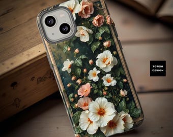Art Nouveau Floral Phone Case: Impact Resistant, Dual Layer Protection