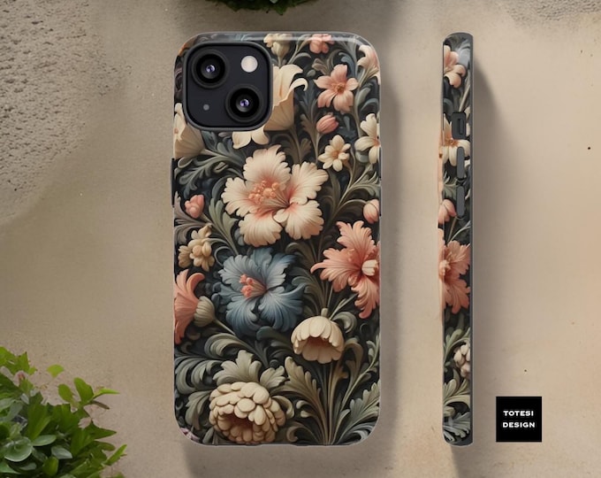 Romantic botanical floral art iPhone Samsung phone case cover,  S24 S23 S22 S21 Plus Ultra, 16 15 14 13 12 Pro Max Plus, Glossy or Matte