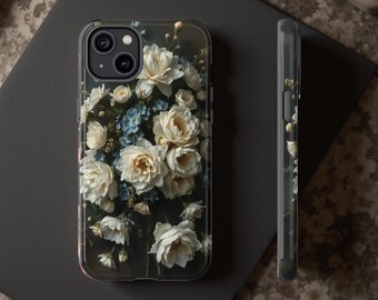 Dark Academia Floral iPhone Case: Gothic Tough Phone Cover