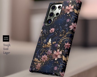 Midnight Floral Garden Phone Case: Boho Samsung Galaxy, Dual Layer