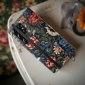 Botanical Floral Wallet Phone Case: Dark Moody Bouquet, Faux Leather