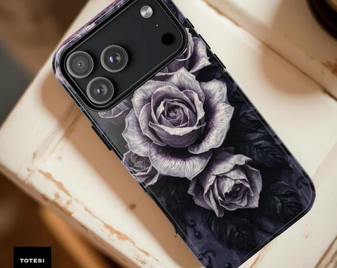 Gothic Floral Tough Phone Case: Dark Academia Style