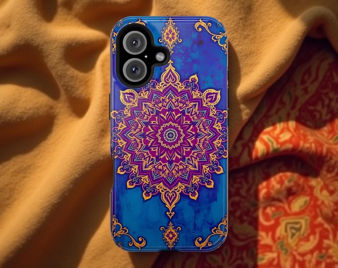 Vintage Gypsy Blue Pink Mandala original Art hippie yoga MagSafe magnetic IPhone Case