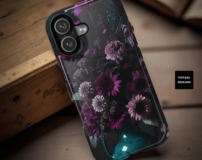 Dark Floral iPhone Case: Cottagecore MagSafe Protective Case