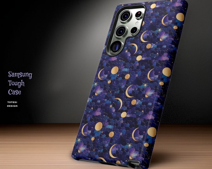 Dark Night Moon Celestial Aesthetic iPhone Samsung Galaxy Tough Case S24 S23 S22 S21 Plus Ultra| Glossy or Matte| Gift for Flower Lover