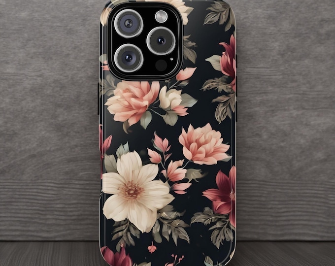 Dark floral aesthetic phone case iPhone 16 15 14 13 12 11 Samsung Galaxy Phone Case S25 S24 S23 S22  Ultra |Glossy Matte