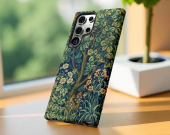 Nature phone case Morris Art Green botanical aesthetic - iPhone Tough Cases 16 15 14 13 12 Peo Max Plus, Samsung S25 S24 S23  Gift for Her
