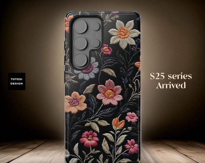 Dark Floral Unique Art Samsung S25 S24 S23 Plus Ultra iPhone 16 15 14 13 12 11 Pro Max Plus Dual layer tough phone case by TotesiDesign