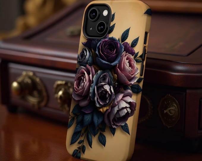 Unique vintage chic floral pattern Magnetic  MagSafe Tough iPhone Case 17 16 15 14
