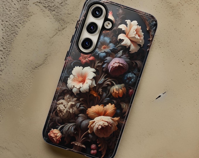 Phone Case, Rococo Gothic Floral Tough iPhone Samsung Galaxy Gift for Her, Birthday, Tough Cases, Protective Cover, Unique Design