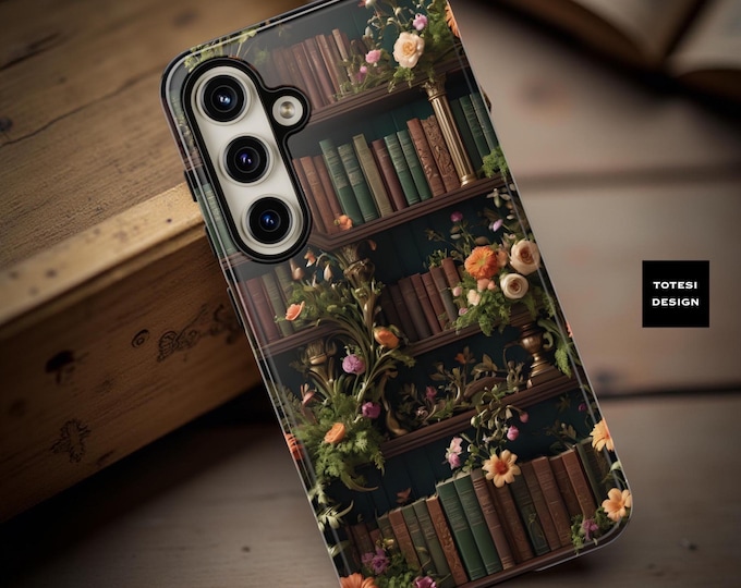 Book Worm Vintage bookshelf floral aesthetic tough phone cases