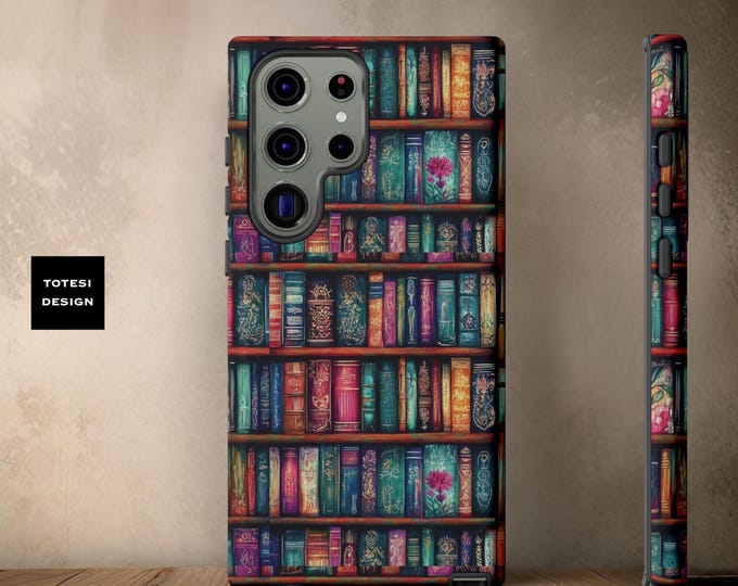 Phone Cases, Colorful Vintage Library Books Bookish Book Nerd iPhone Samsung Tough Cases | Gift for Book Worm, iPhone 16 15 14 13 12 11 S25