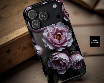 Pink Floral iPhone MagSafe Case: Dark Academia Tough Phone Cover