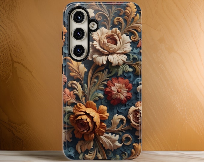 Phone case women Ornamental Vintage Floral iPhone 16 15 14 13 12 Pro Max Plus tough case| S24 S23 S22 l Plus Ultra | Gift birthday Her