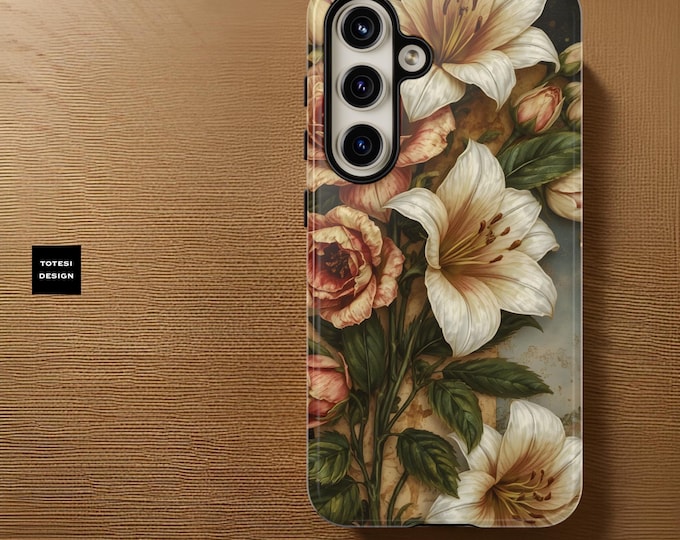 Phone Cases, Vintage Floral iPhone Samsung Art Nouveau Glossy Matte, Birthday Gift Mom Friend, Tough Protective Cover, Unique Custom Case,
