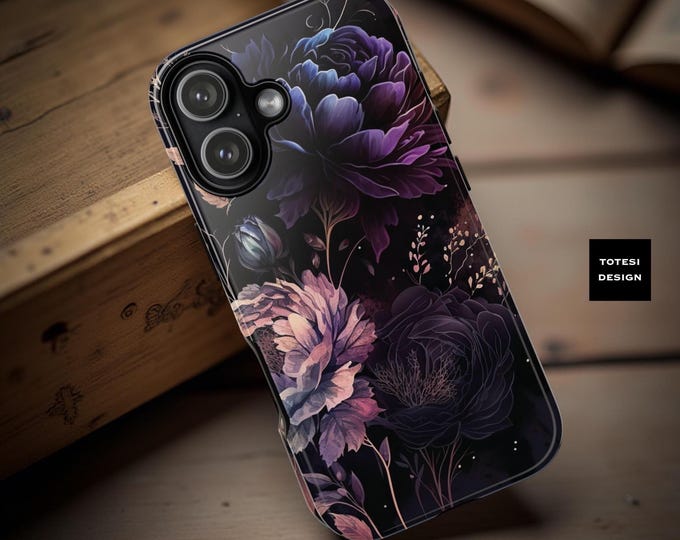 Purple Moody Floral Romantic iPhone 17 - 11  Samsung S25 - S21 Gothic floral her