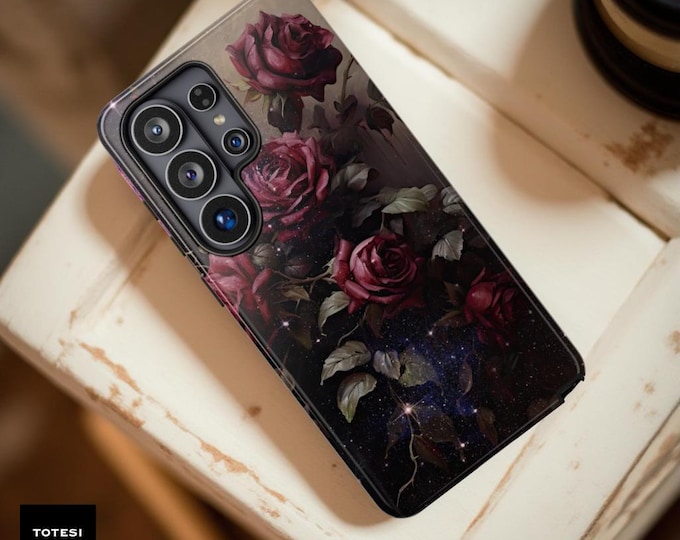 Dark Floral Roses Phone Case, Gothic Style, Dual Layer