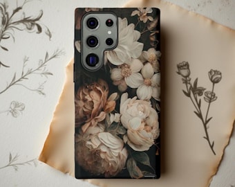 Dark Floral Academia Phone Case: Gothic Samsung, iPhone Tough Case