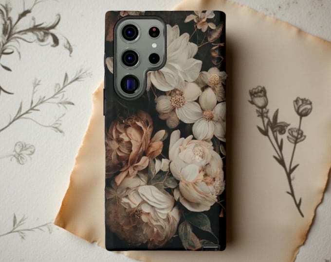 Dark Floral Academia Phone Case: Gothic Samsung, iPhone Tough Case