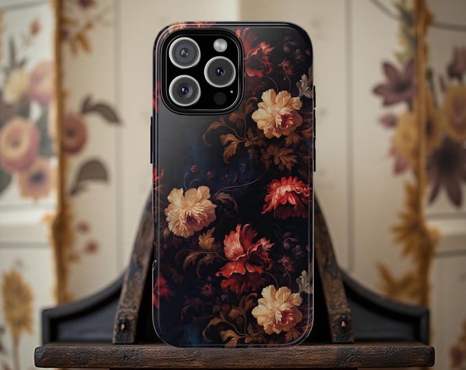 Winter Fall phone case Goth Dark Academia Floral iPhone, Samsung  Vintage style