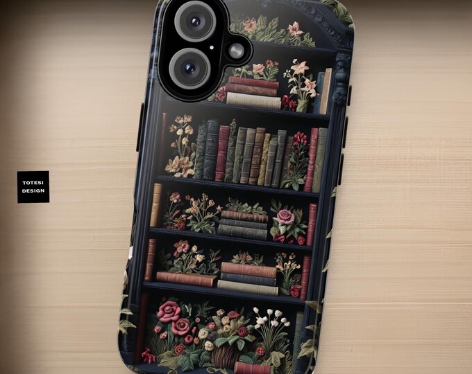 Library Book Phone Cases Goth dark academia books floral bookish iPhone  Samsung S25 S24 S23  S22 Plus Ultra 16 15 14 13 12 11 Pro Max Plus