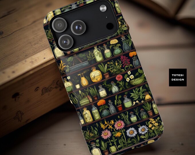 Nature Apothecary iPhone Case: Floral Plants Design, MagSafe Compatible