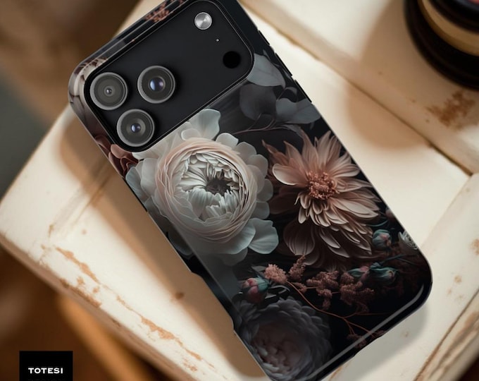 Dark Floral Academia Moody Peony Phone Case | Magnetic Impact-Resistant Case