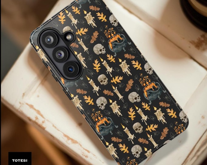 Horror spooky phone Case Witchy Skulls, dual layer impact resistant