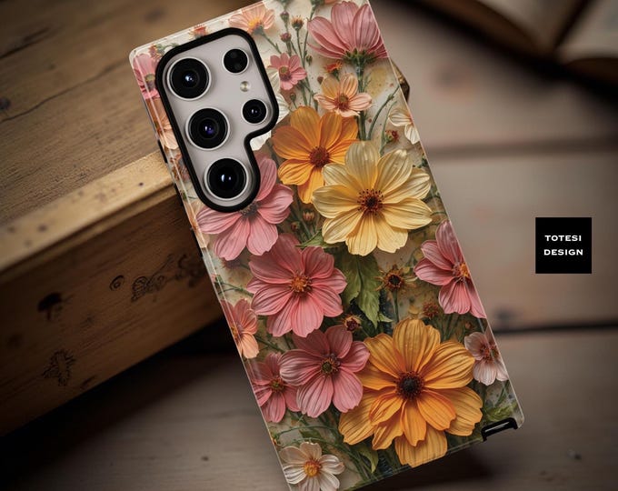 Pastel Flower Art Phone Case: Sturdy Protective Cover