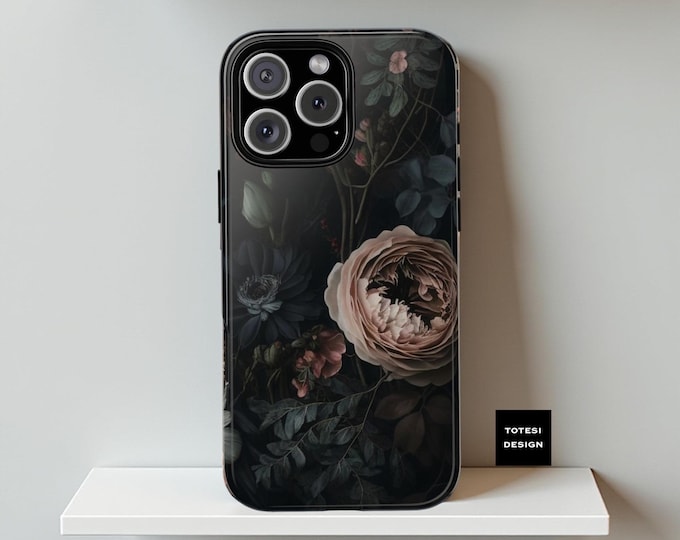 Gothic Dark Floral Academia, Samsung Galaxy, iPhone, Google Pixel Tough Cases , moody floral, gothic gifts Glossy or Matte