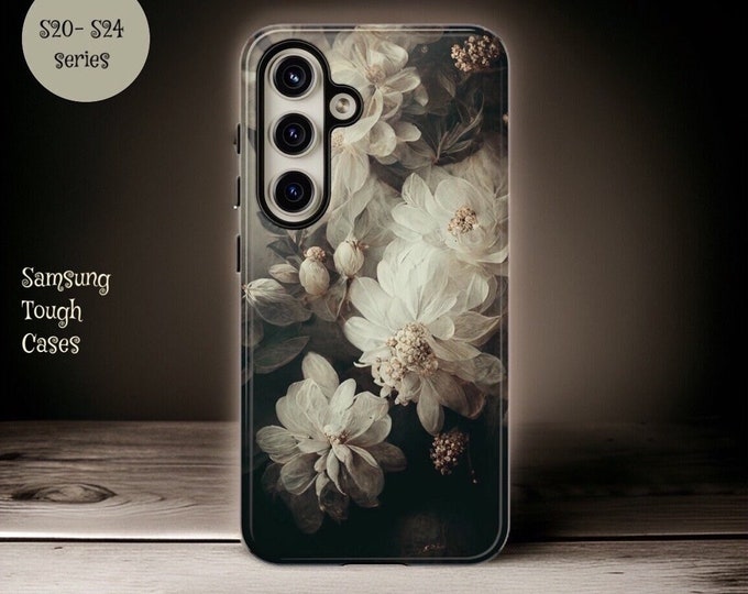 Moody Gothic Floral Bold Blooms Aesthetic |Samsung Galaxy Dual Layer Protective Tough Case S24 S23 S22 S21 S20 Plus Ultra| Glossy or Matte