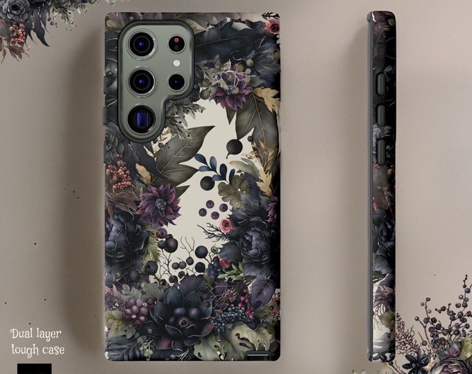 Dark Gothic Floral Phone Case Vintage Secret Garden Samsung Tough Cases S24 S23 S21 S20 Plus Ultra | Glossy or Matte