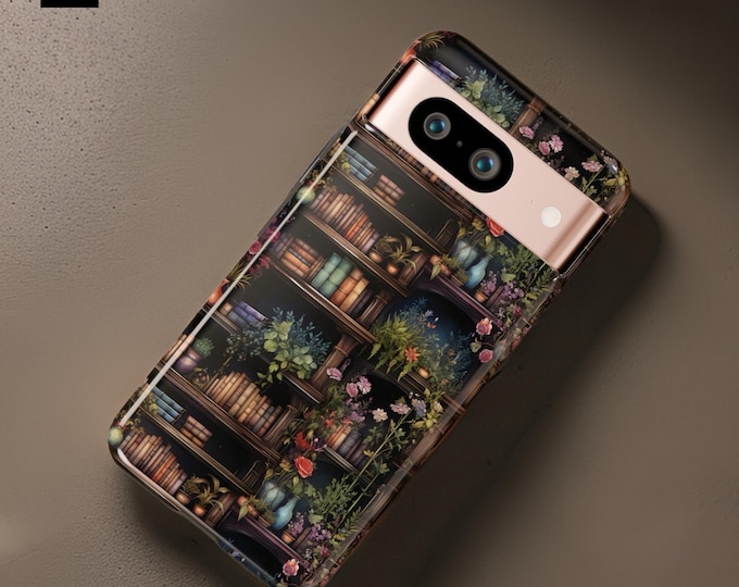 Google Pixel Cases Book Case Shelves Garden Whimsical Dark Academia, Tough Phone Cases 9 8 7 6 5 Pro 5G| Glossy or Matte