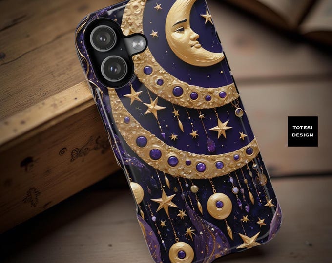Celestial Moon Stars iPhone MagSafe Case: Fantasy Art Phone Cover