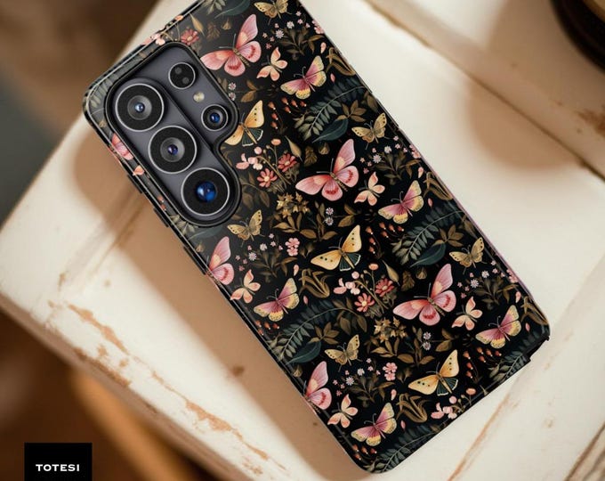 Dark Butterfly Botanical Phone Case: Samsung Galaxy S26 S25 S24