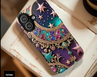 Celestial Moon Stars Jewels Samsung Galaxy Phone Case