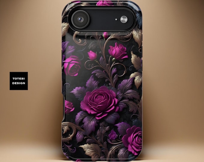 Dark Floral Academia MagSafe iPhone Case: Impact-Resistant, Glossy or Matte