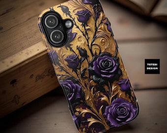 Gothic Rose Floral Phone Case: Impact Resistant Cover