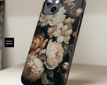 Floral Slim Phone Cases, Elegant Moody  Floral Designs, Flower Phone Cover, Nature Lovers Gift, Vintage Style Tech Accessory