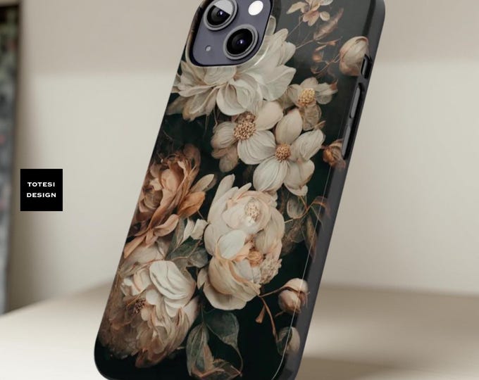 Floral Slim Phone Cases, Elegant Moody  Floral Designs, Flower Phone Cover, Nature Lovers Gift, Vintage Style Tech Accessory